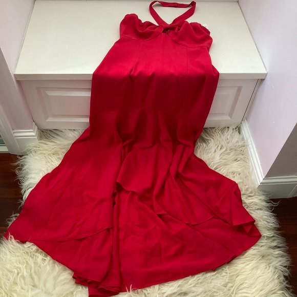 JILL JILL STUART TWIST NECK HIGH-LOW HALTER DRESS - Picture 3 of 9